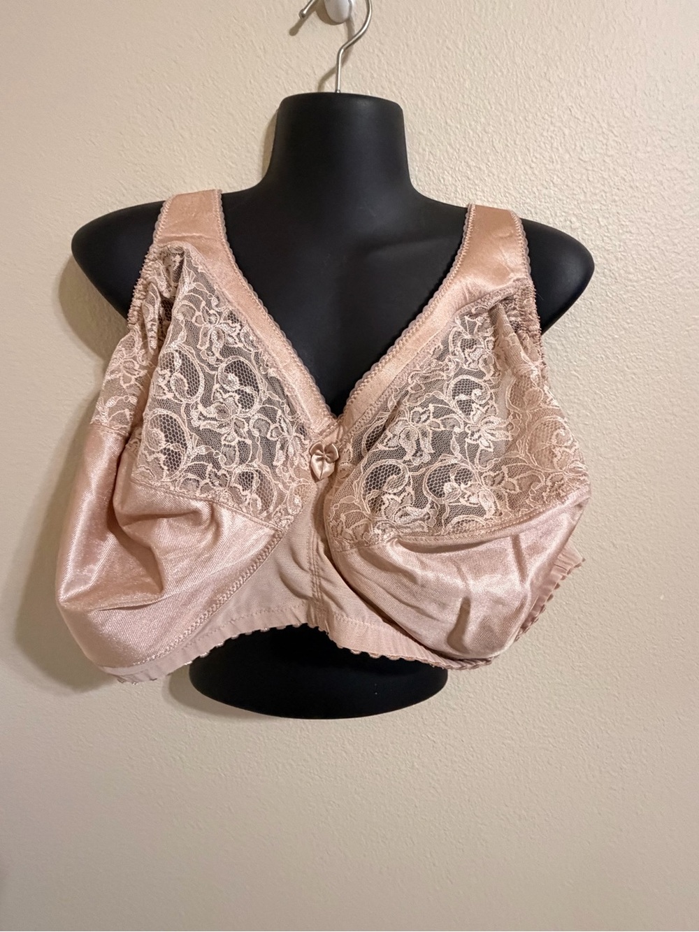 Glamorise Lace-Panel Full Coverage Bra in Beige